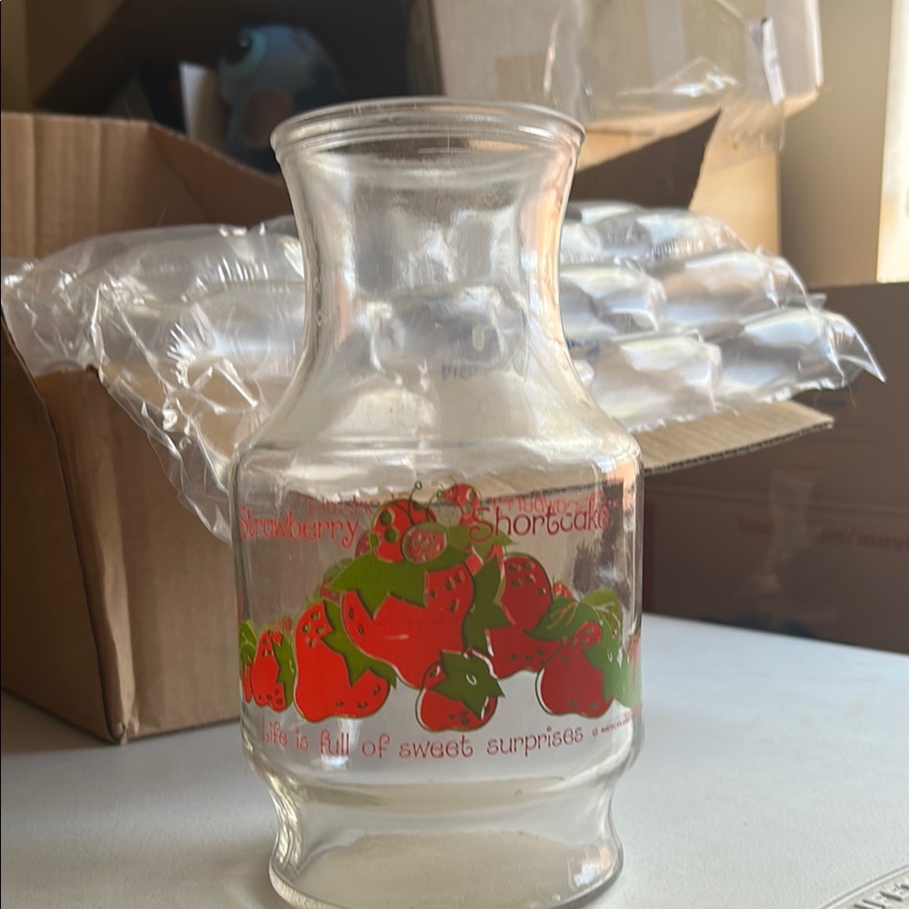 Strawberry Shortcake Glass Juice Pitcher / Vase